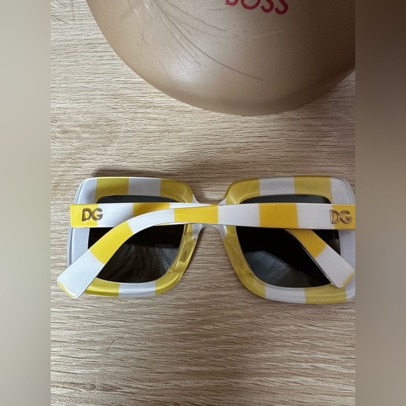 Dolce gabbana Yellow and White Striped Square Sunglasses - Picture 8 of 8